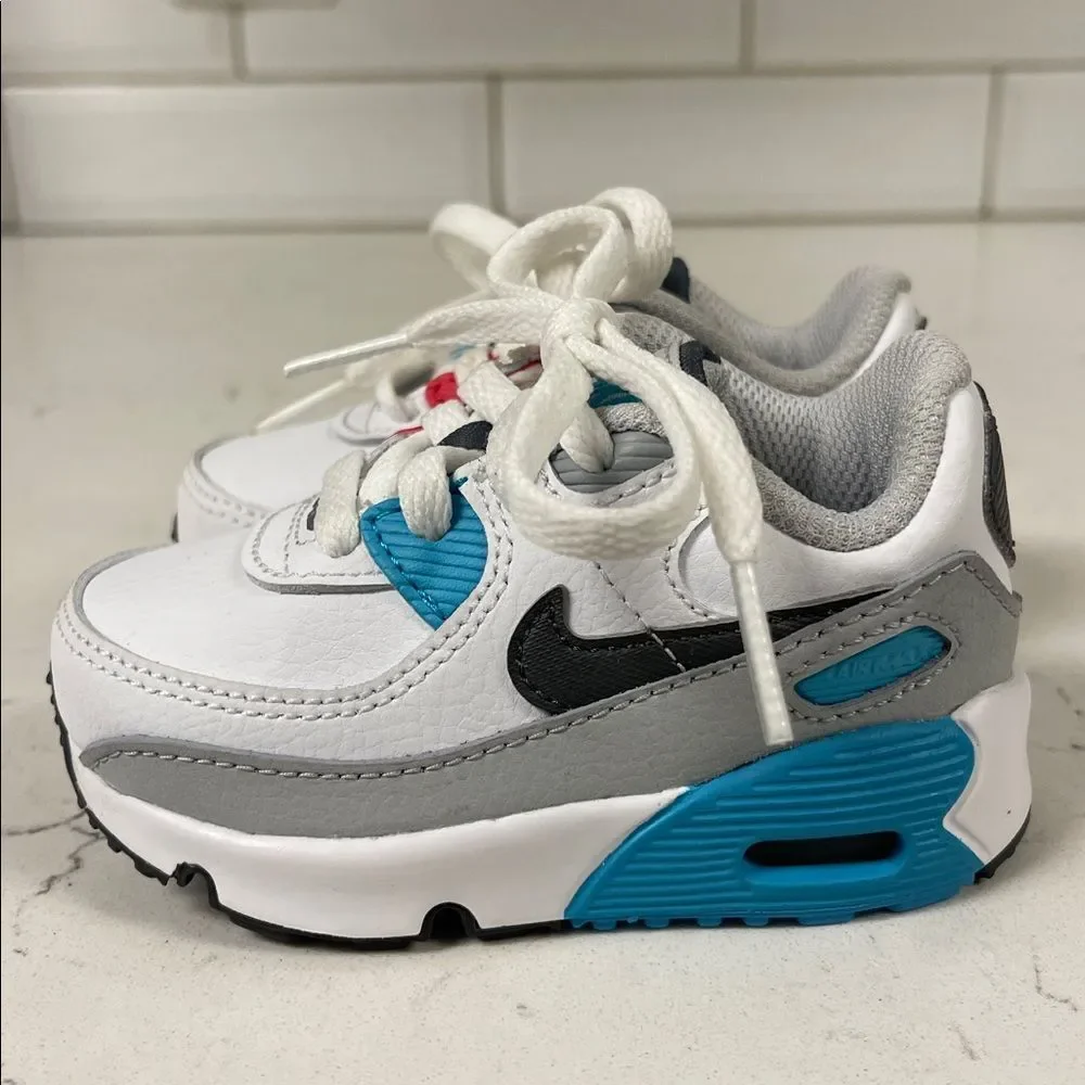 Nike Air Max 90 LTR CD6868-108 White Chlorine Blue (TD) Size 4C Worn 1-2 Times